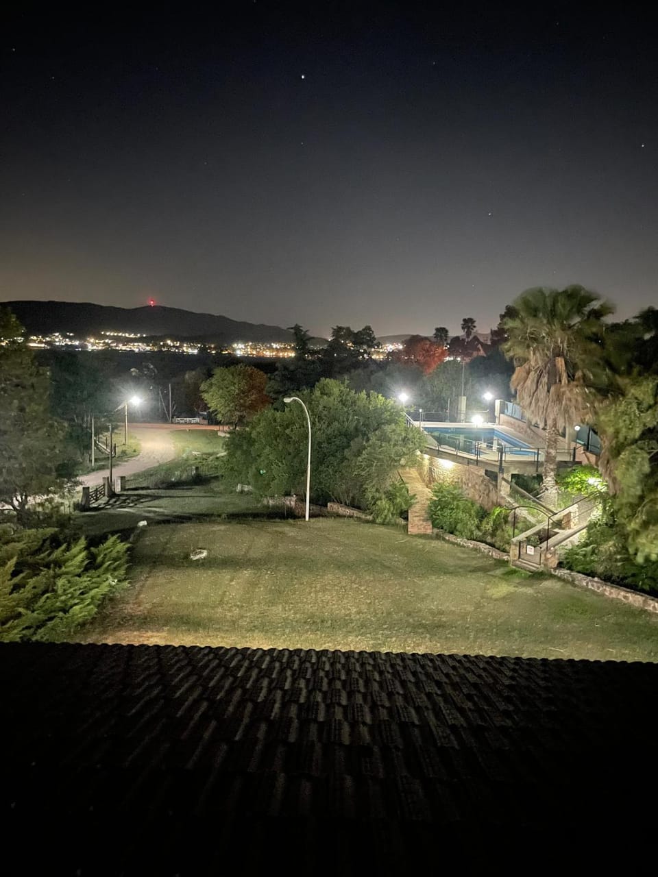 Night, Garden, Swimming pool
