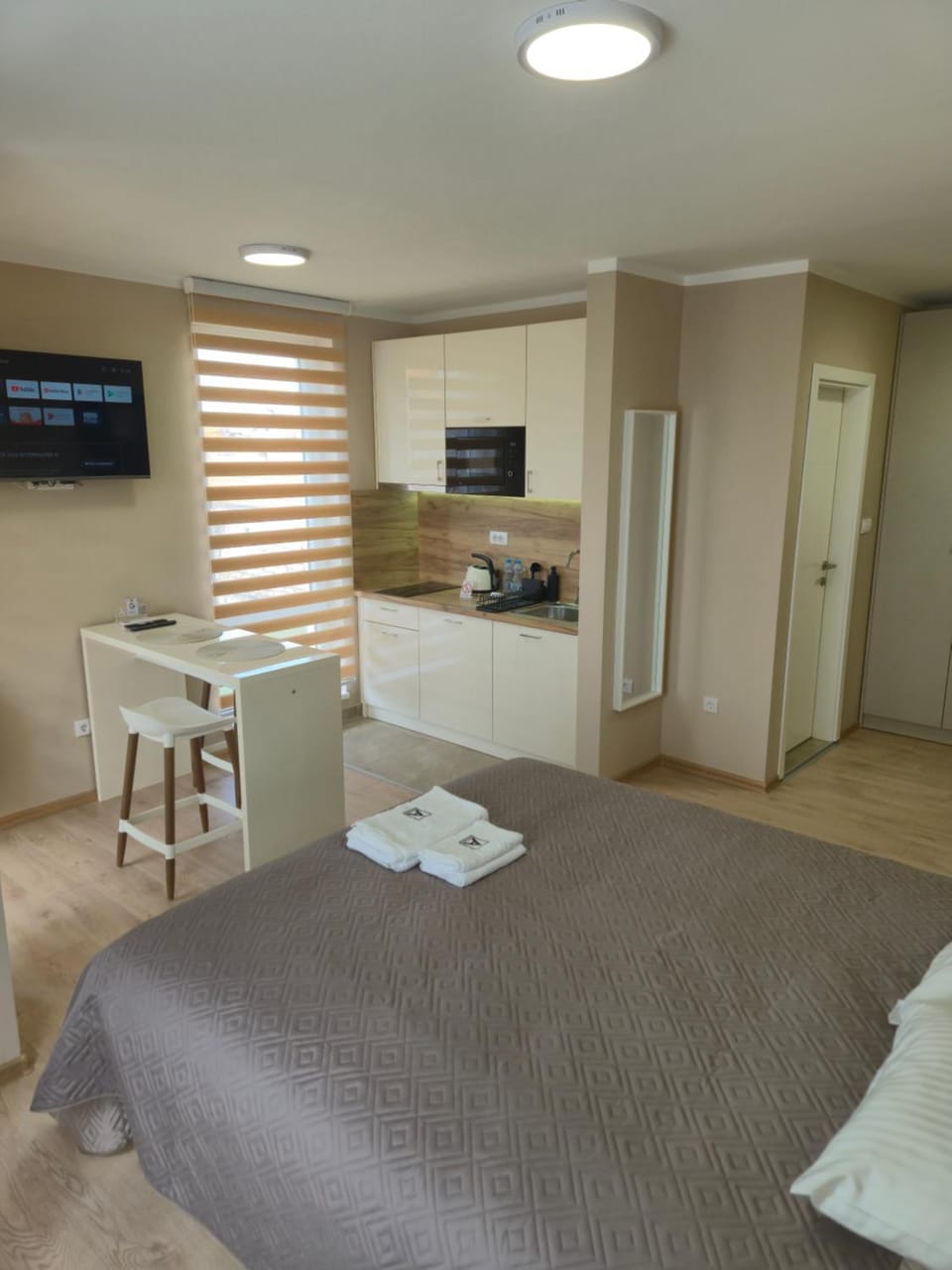Bed, TV and multimedia, Kitchen or kitchenette, Photo of the whole room, Bedroom, minibar