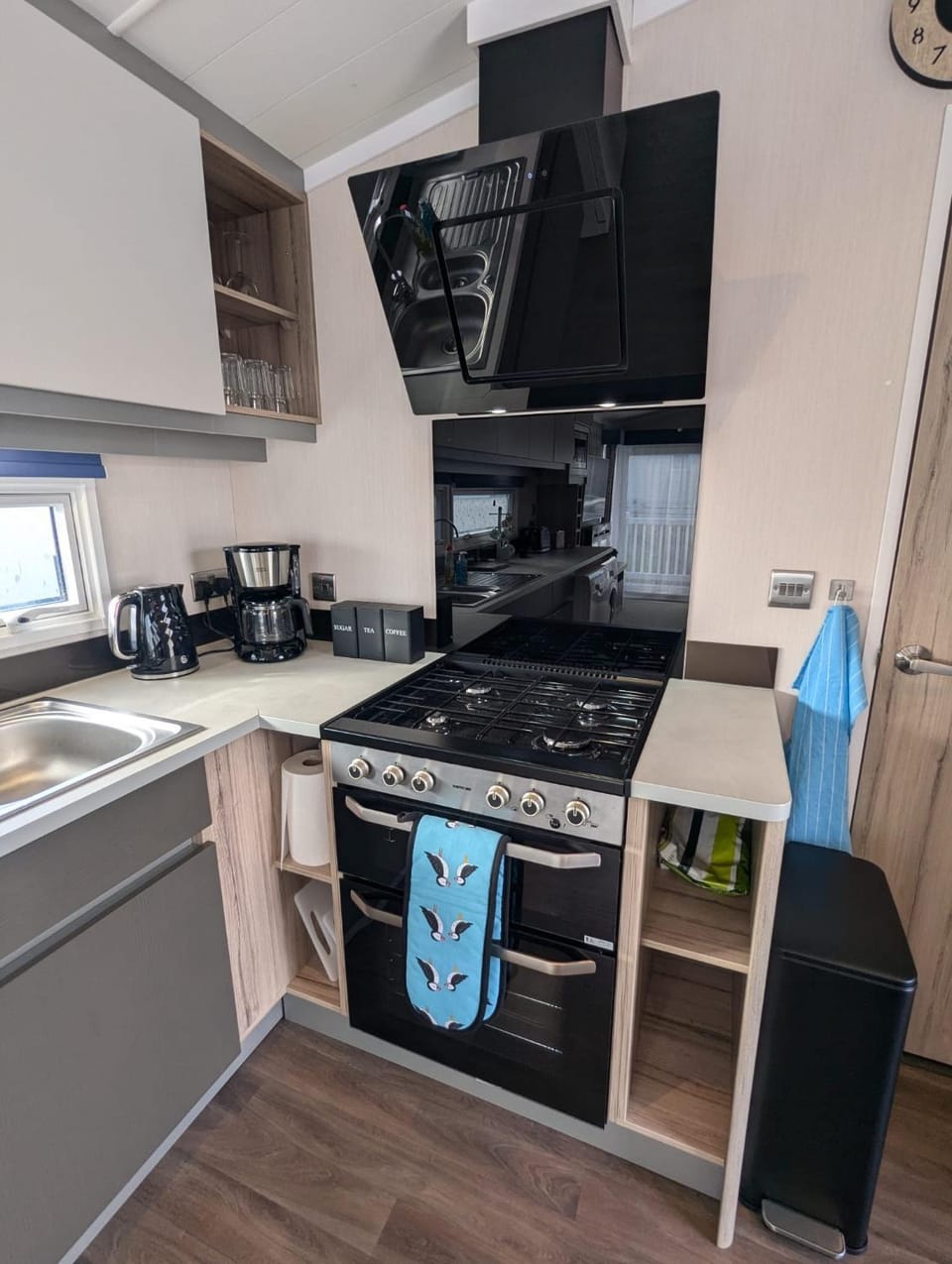 Kitchen or kitchenette, oven, stove, toaster