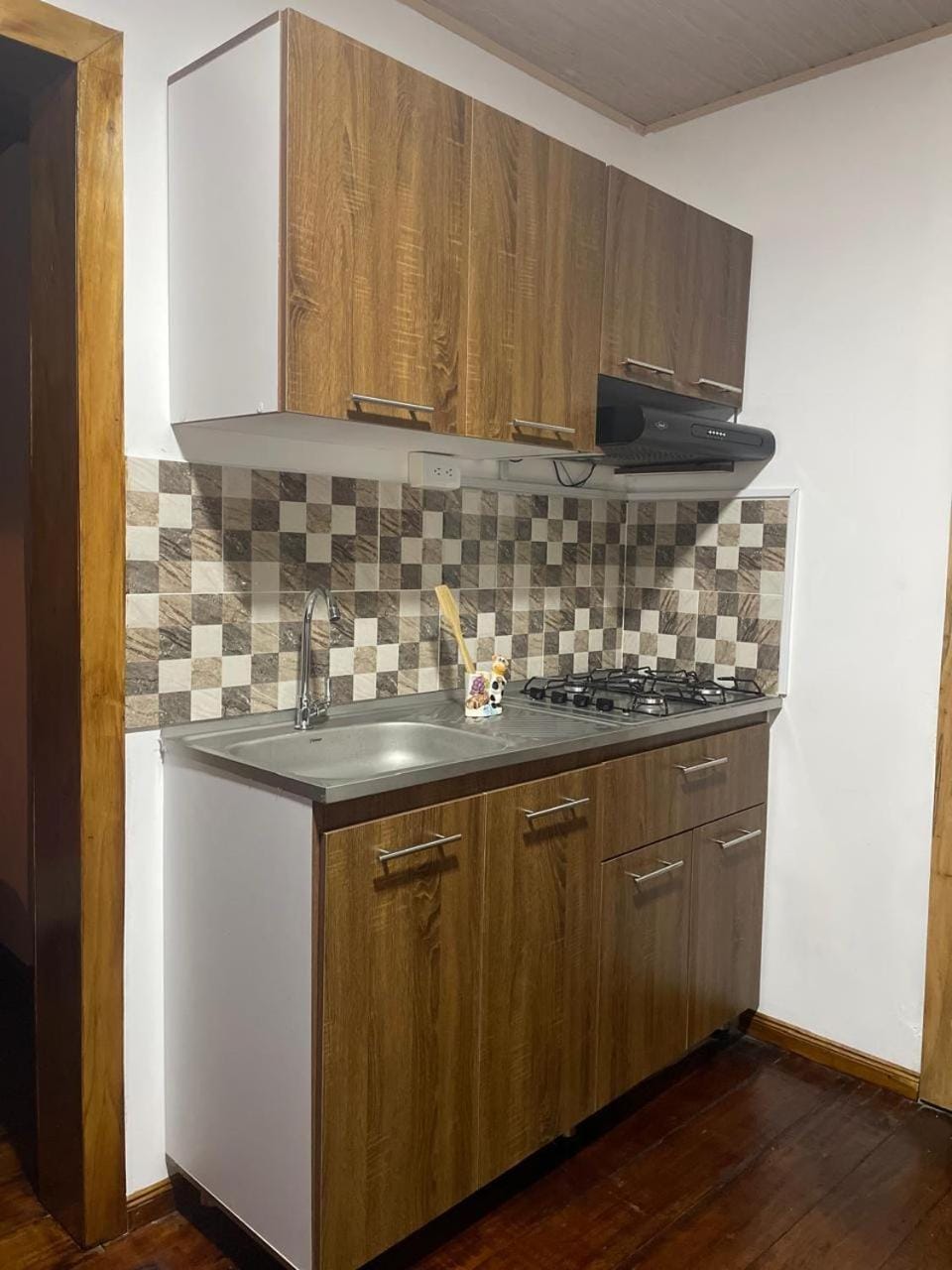 Kitchen or kitchenette, stove