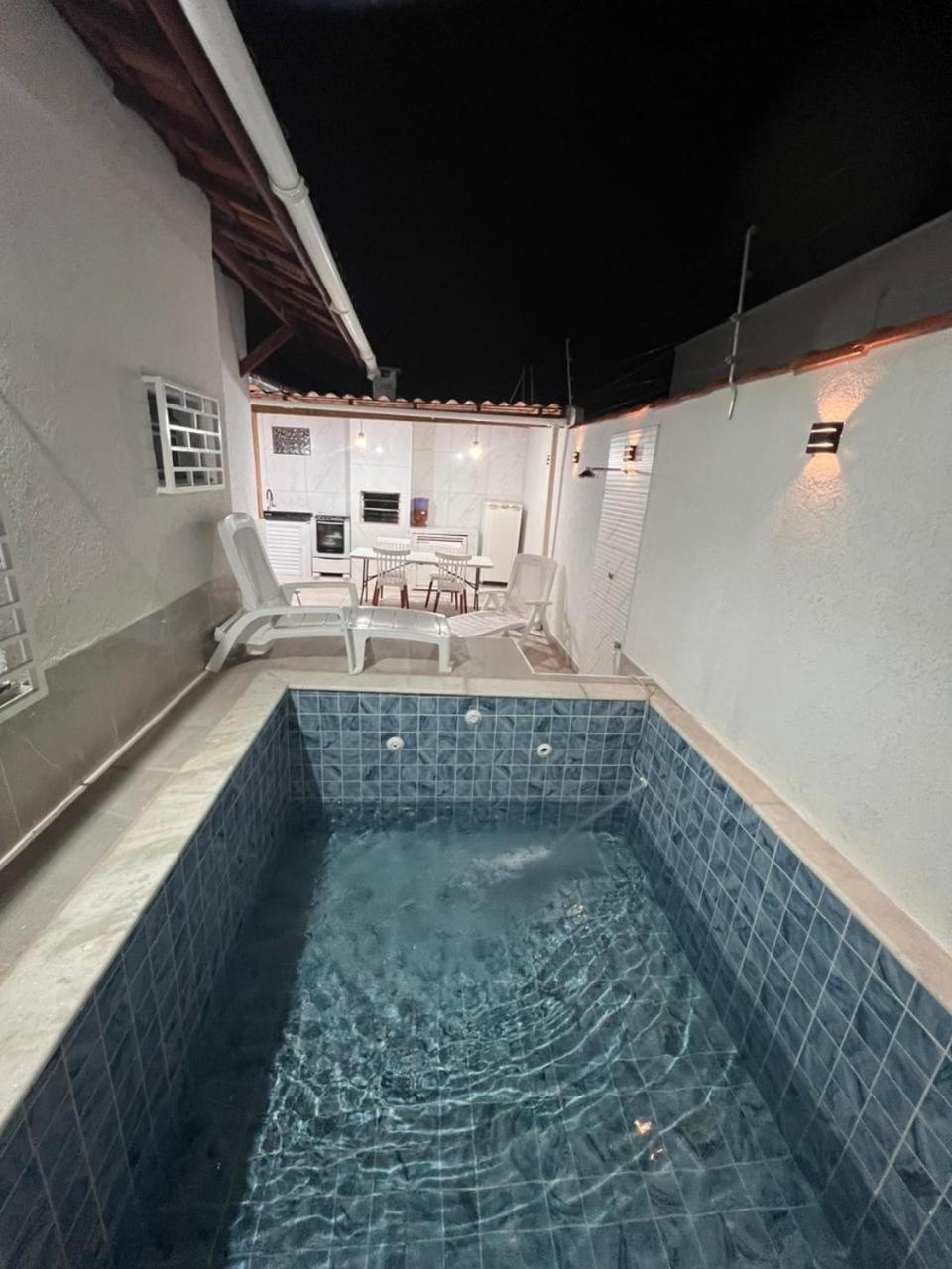 Night, Pool view, Swimming pool