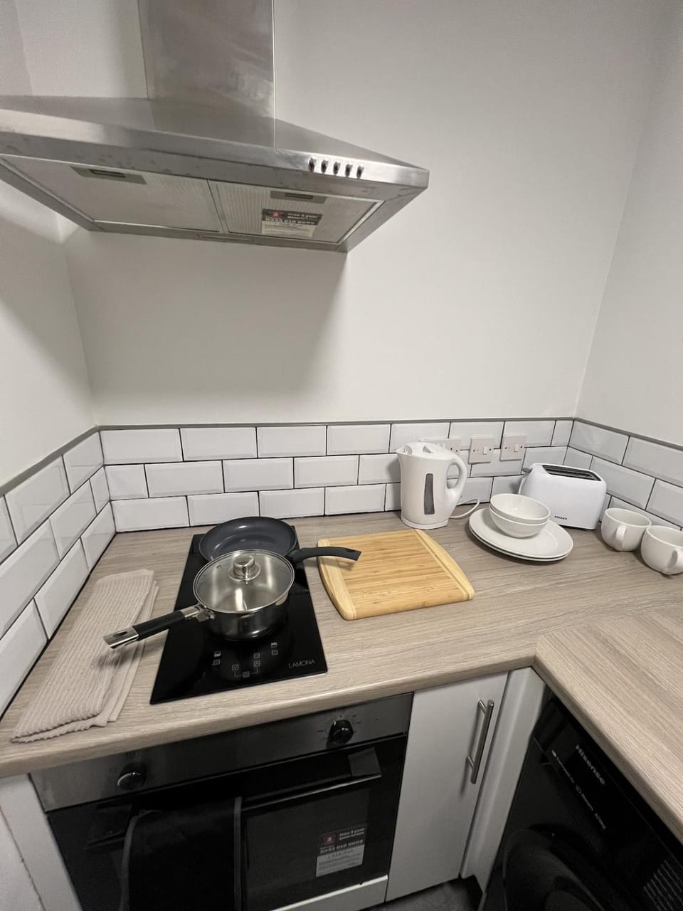 Kitchen or kitchenette, stove