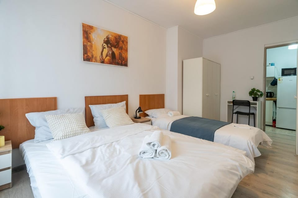 Bed, Photo of the whole room, Bedroom, towels, wardrobe