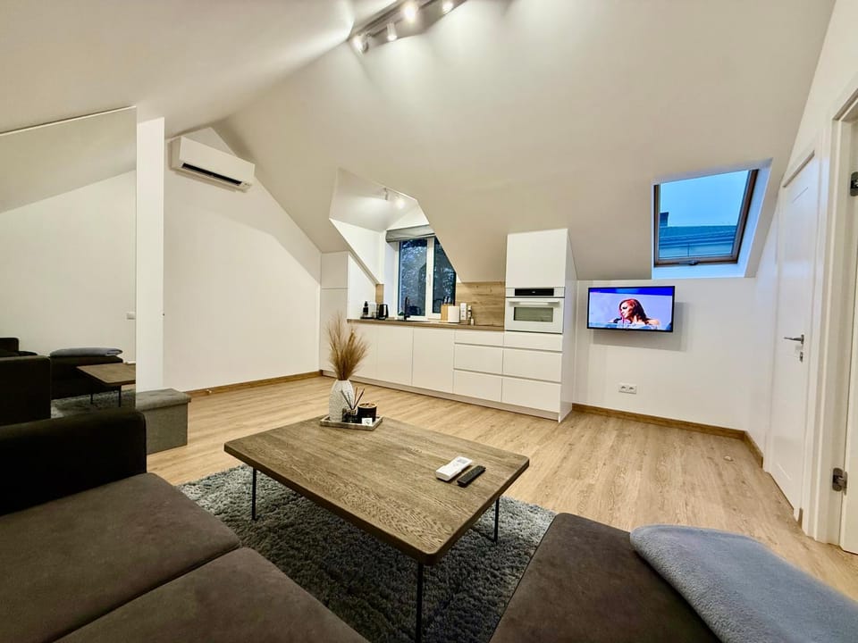 TV and multimedia, Kitchen or kitchenette, Living room, Seating area, Dining area, oven, air conditioner