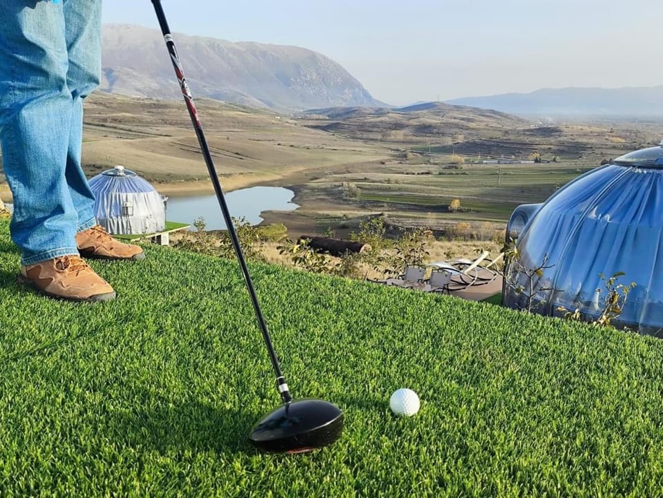 Day, People, Natural landscape, Golfcourse, Minigolf, Mountain view, group of guests