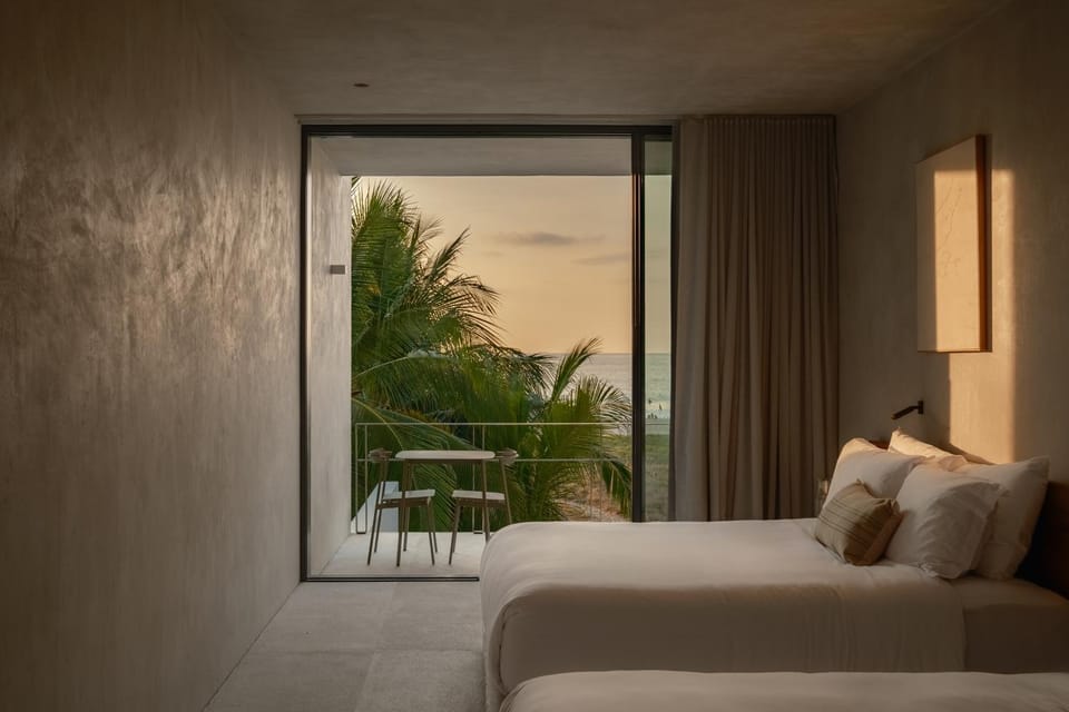 Bed, Natural landscape, Bedroom, Sea view