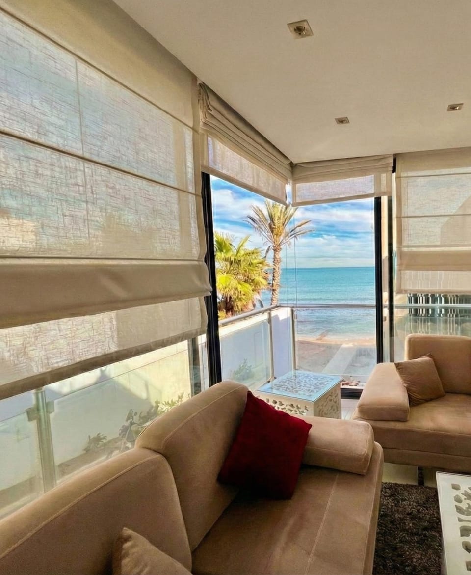 View (from property/room), Living room, Seating area, Sea view