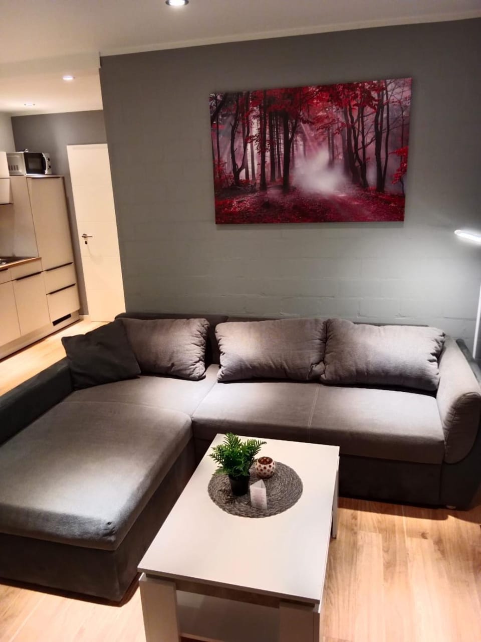 Kitchen or kitchenette, Living room, Seating area