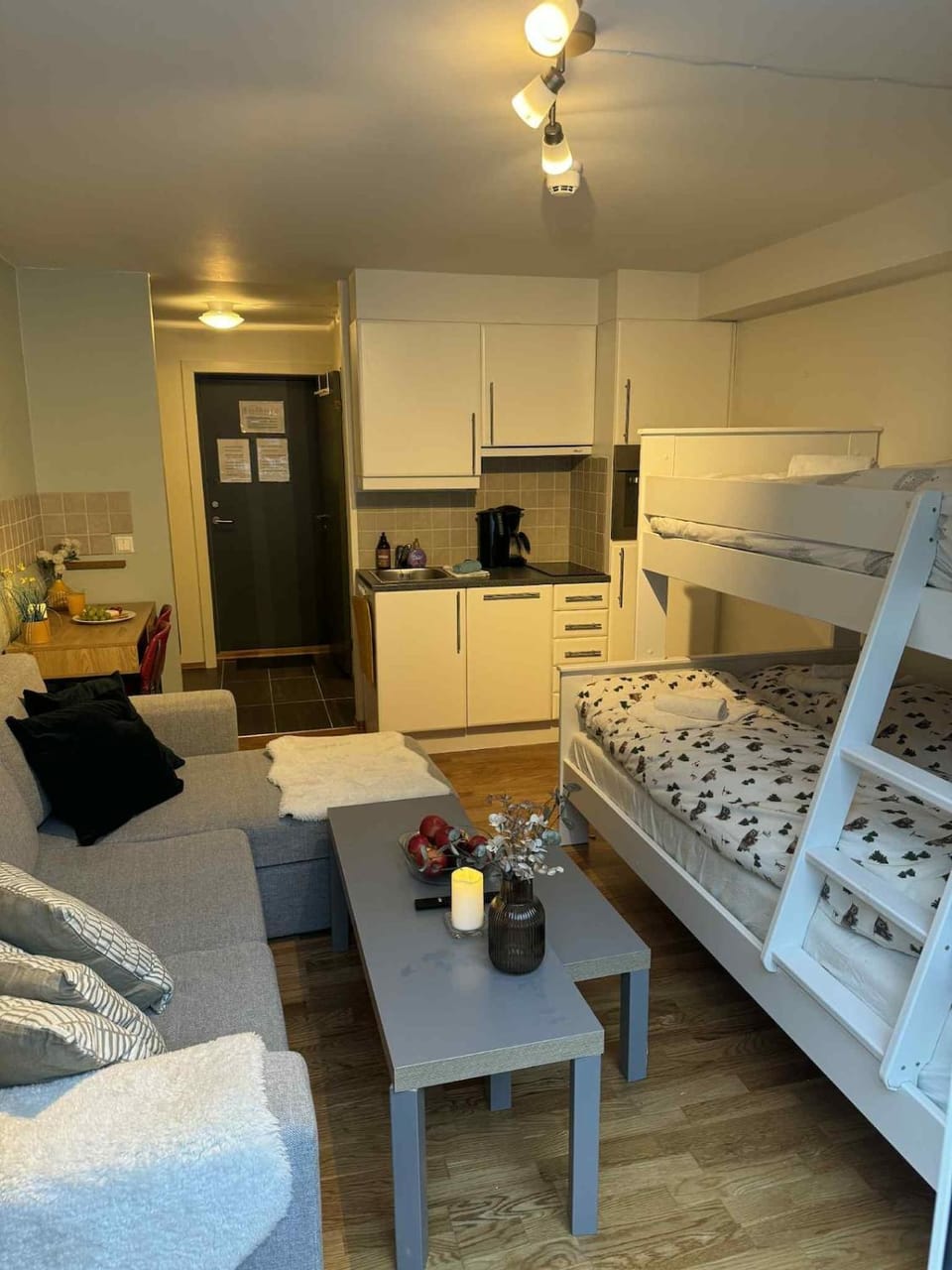 Bed, Kitchen or kitchenette, Living room, Food and drinks, Photo of the whole room, Seating area, Dining area, Bedroom, Food, minibar, oven, stove