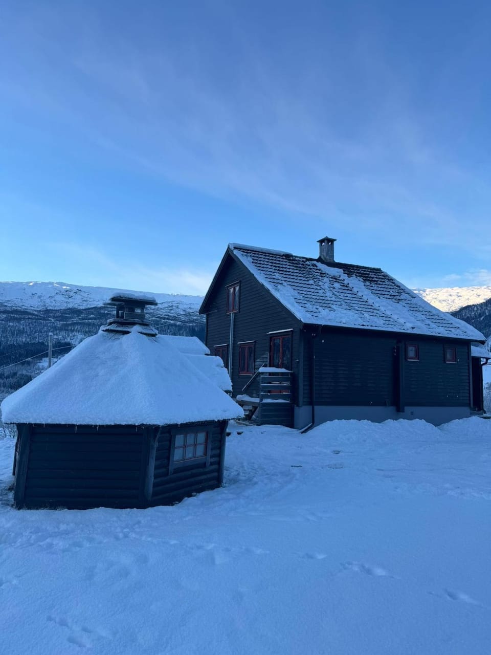 Property building, Day, Natural landscape, Winter, Mountain view