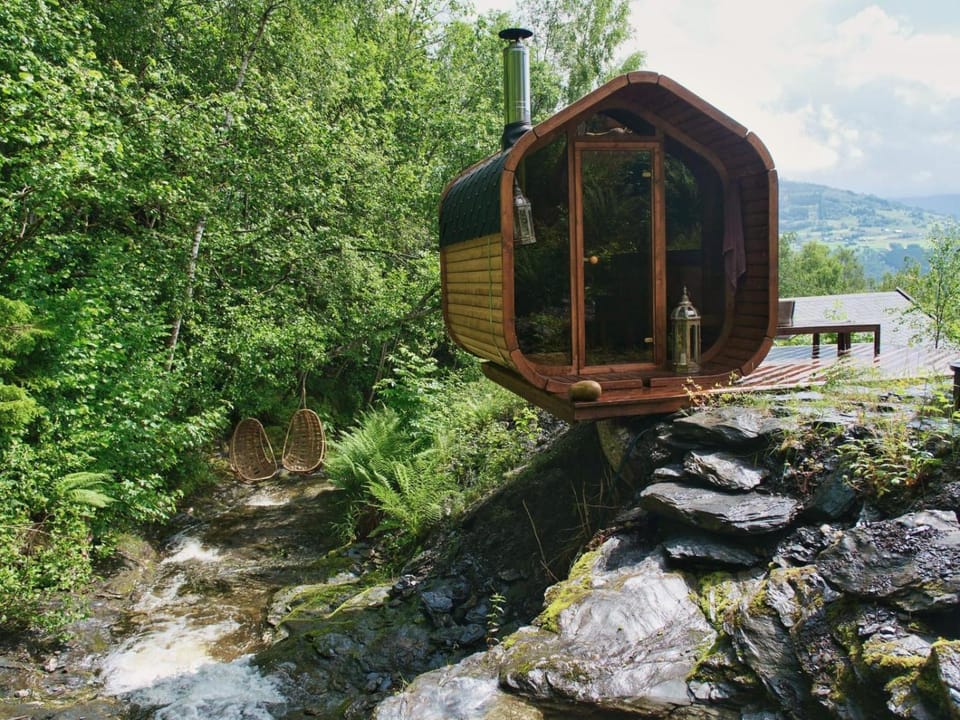 Spring, Day, Natural landscape, Sauna, Lake view, Mountain view, River view
