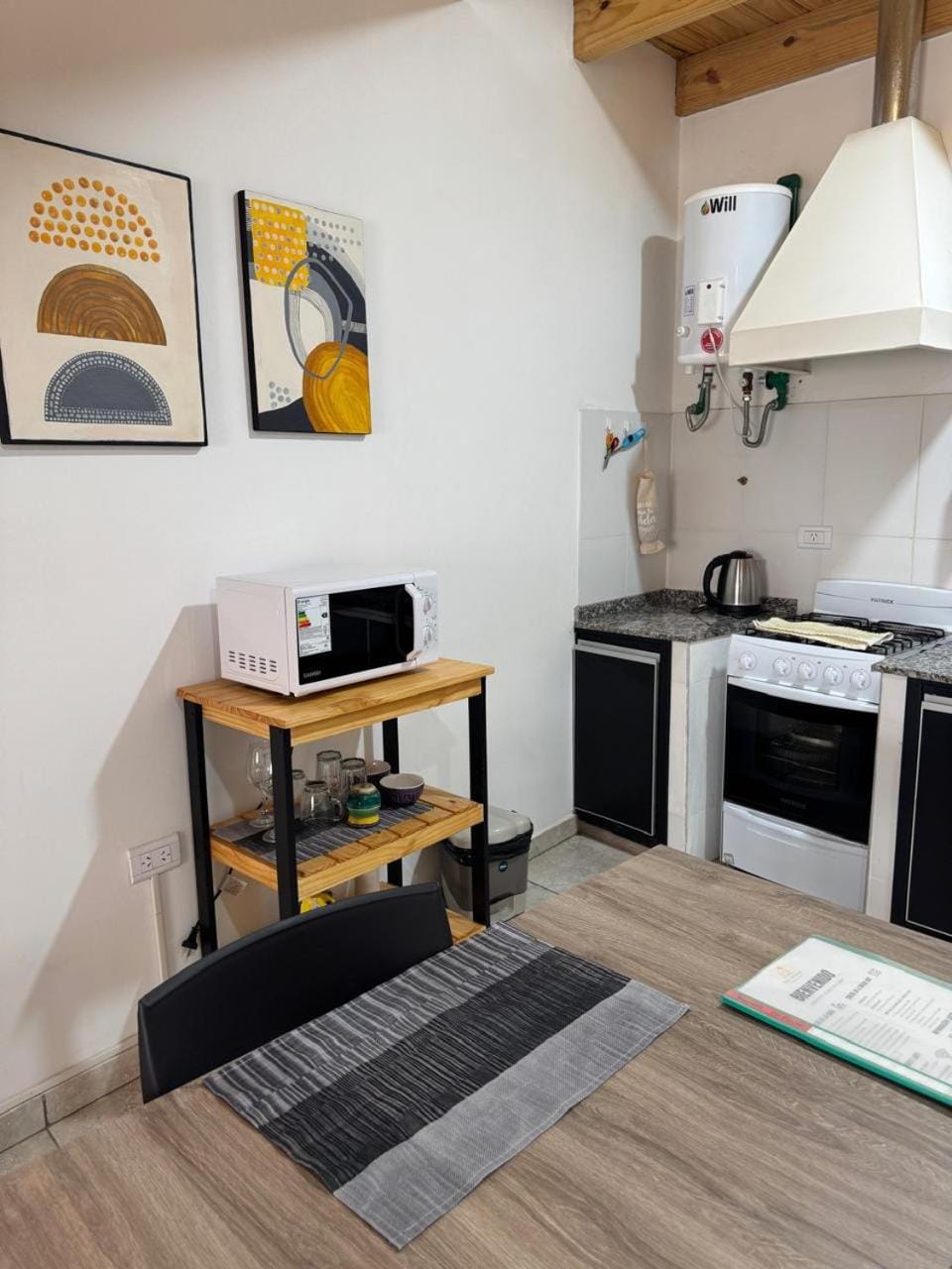 Kitchen or kitchenette, oven, stove