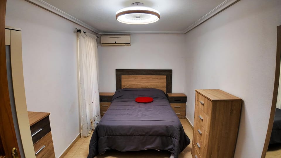 Bed, Photo of the whole room, Bedroom, towels, wardrobe, air conditioner