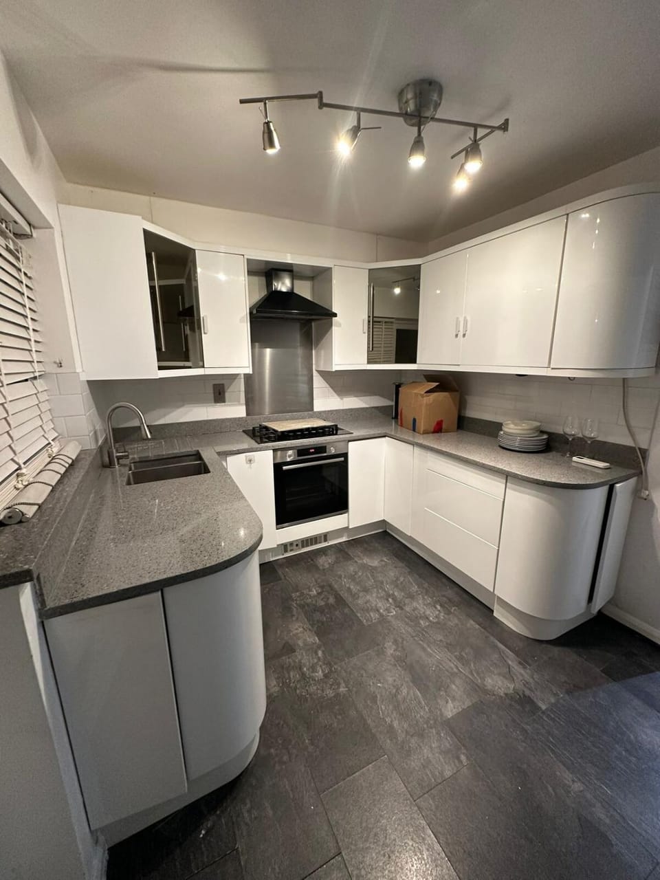 Kitchen or kitchenette, oven, stove