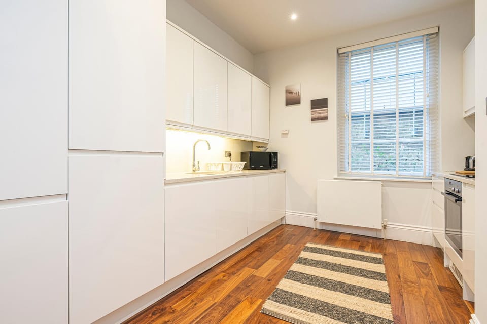 Kitchen or kitchenette, stove