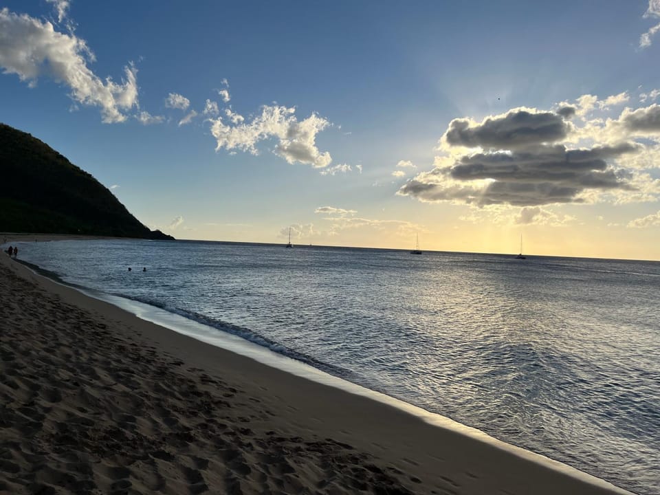 Natural landscape, Beach, Mountain view, Sea view, Sunset
