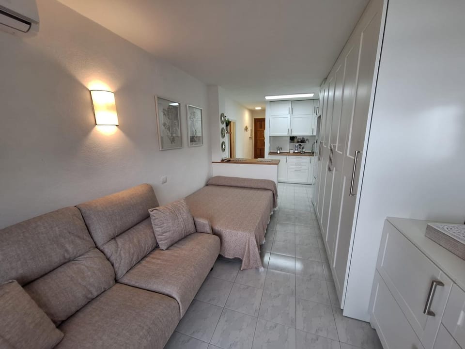 Kitchen or kitchenette, Living room, Seating area, Floor plan, air conditioner