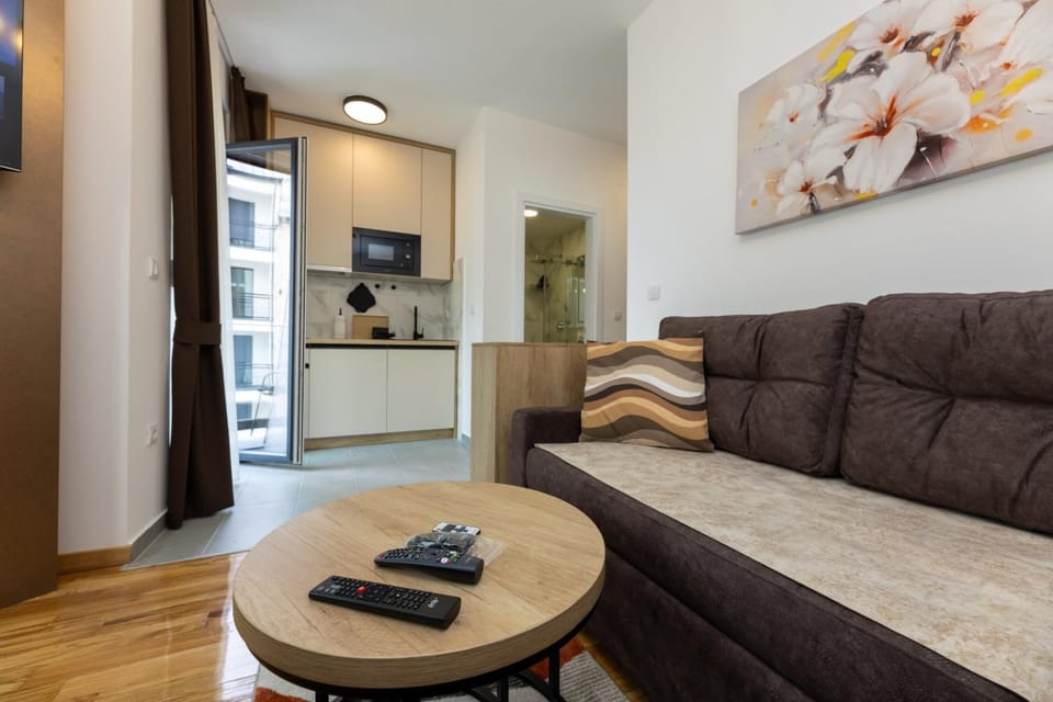Kitchen or kitchenette, Living room, Seating area