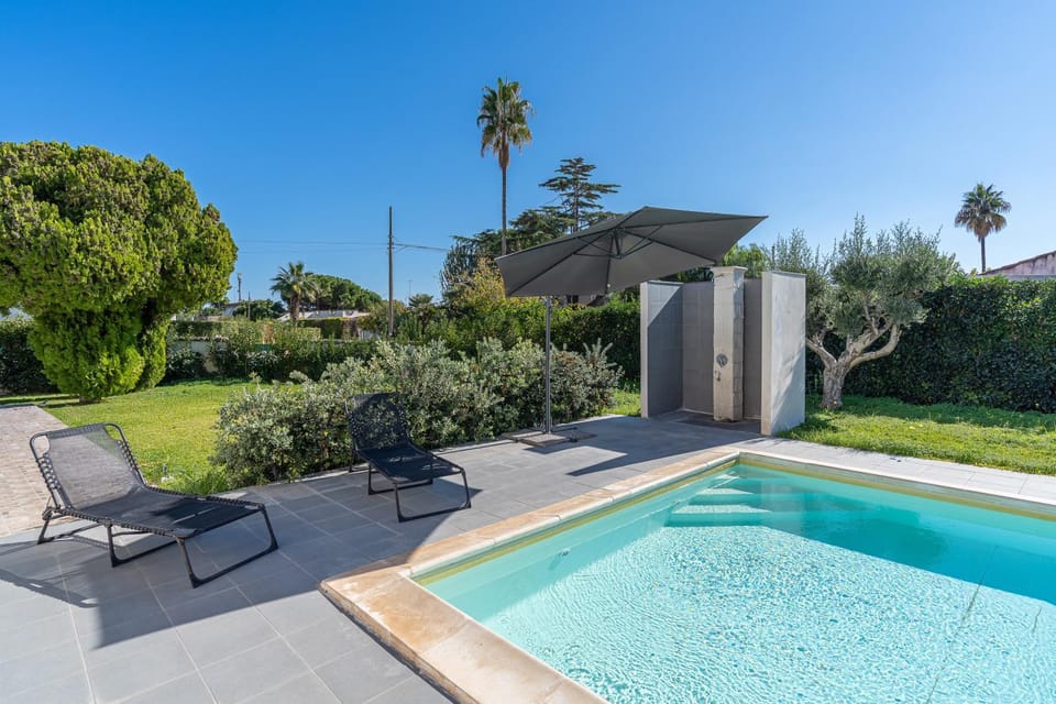 Property building, Living room, Swimming pool