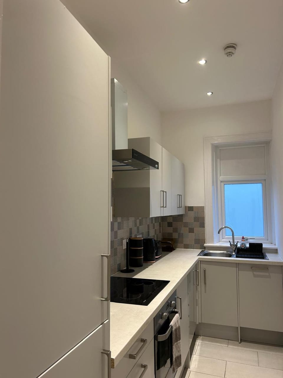 Kitchen or kitchenette, dishwasher, oven, stove