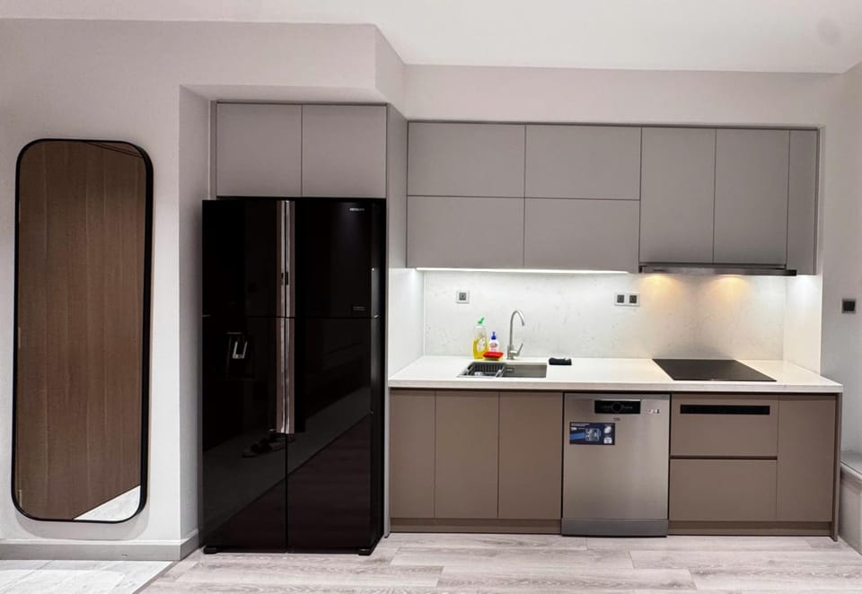 Kitchen or kitchenette, oven, stove