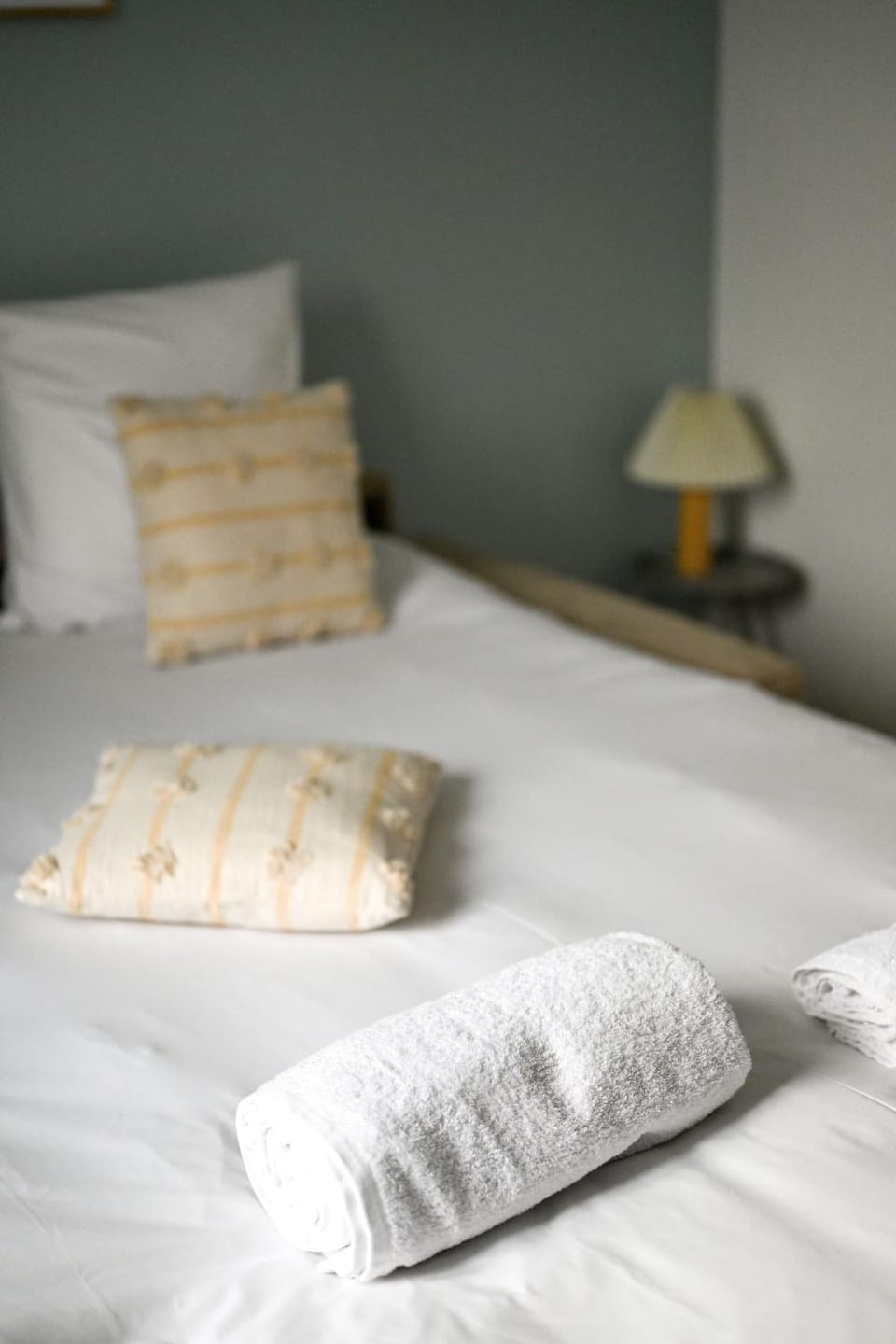 Bed, Photo of the whole room, Bedroom, furniture, heating, storage, towels