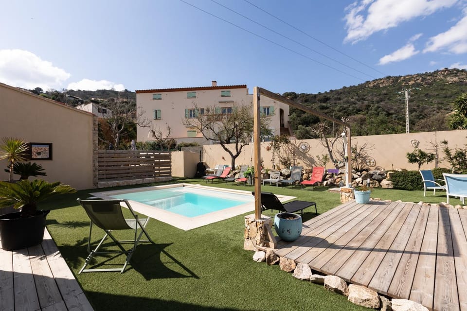 Property building, Living room, Swimming pool