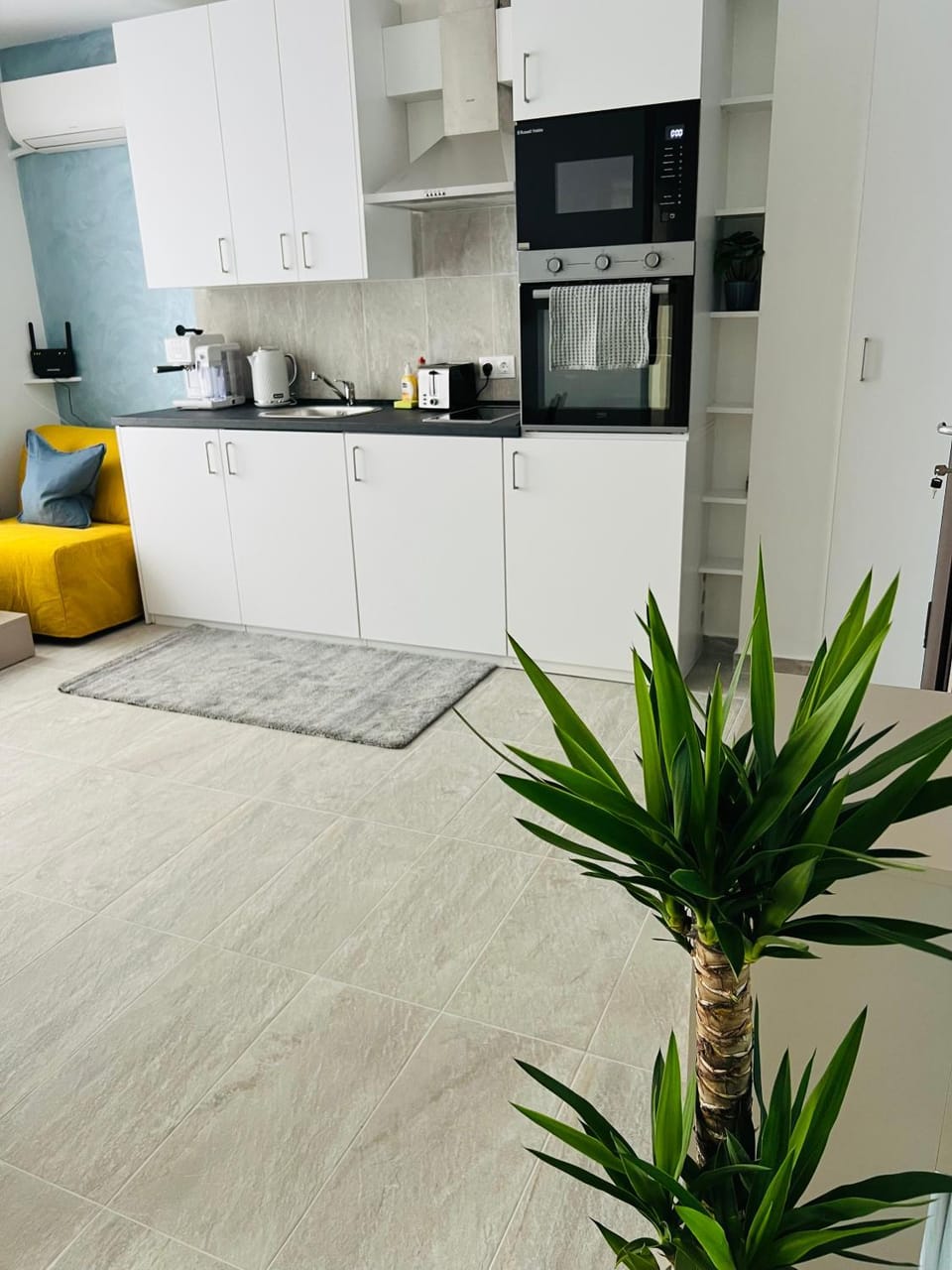Kitchen or kitchenette, minibar, stove
