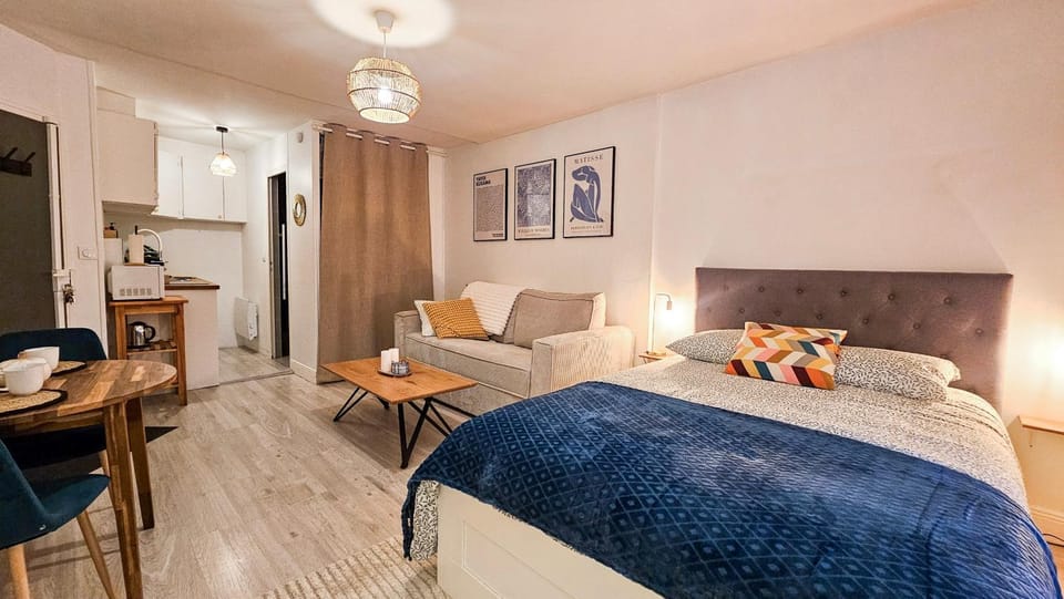 Bed, TV and multimedia, Kitchen or kitchenette, Photo of the whole room, Seating area, Dining area