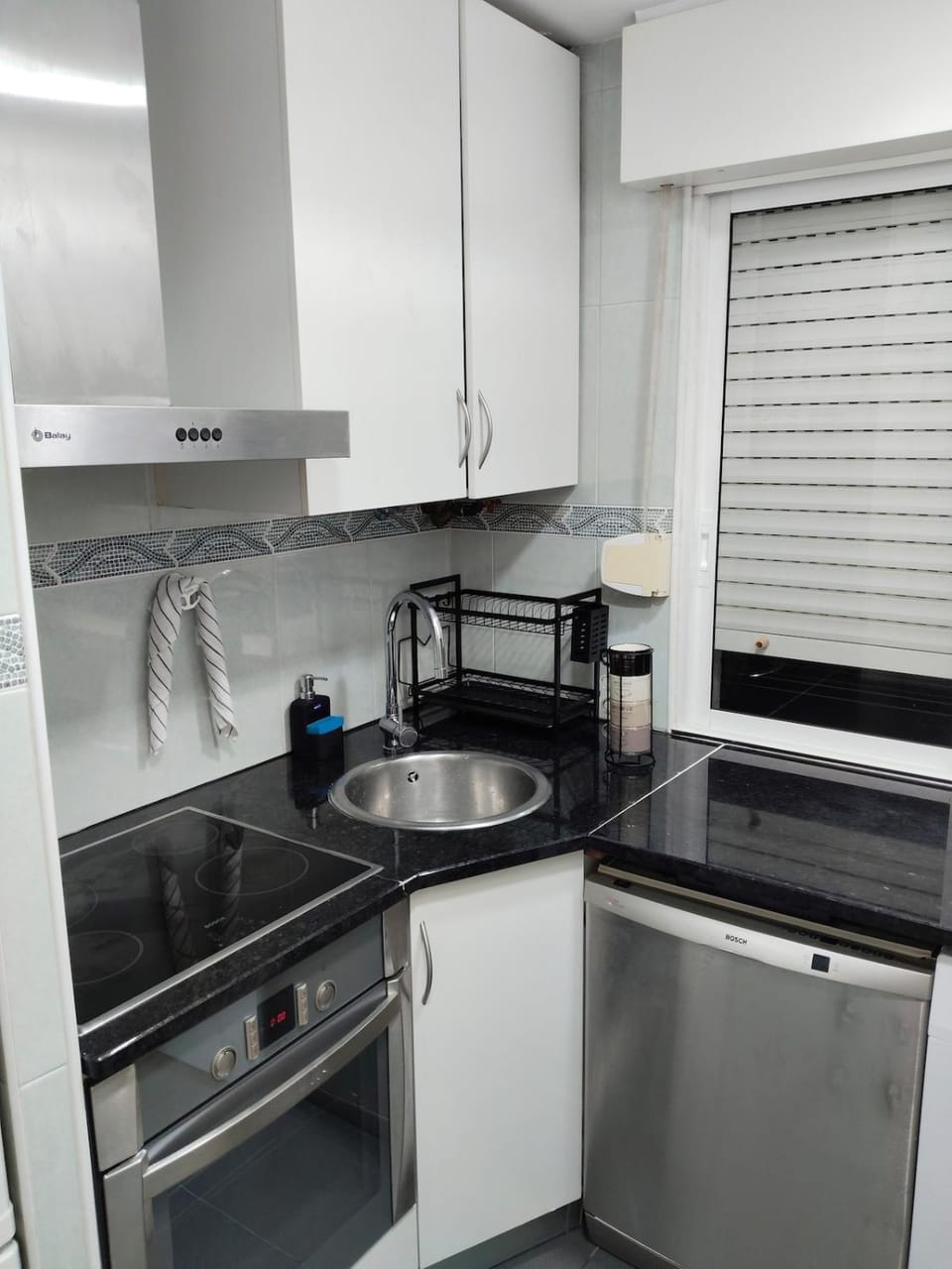 Kitchen or kitchenette, dishwasher, oven, stove