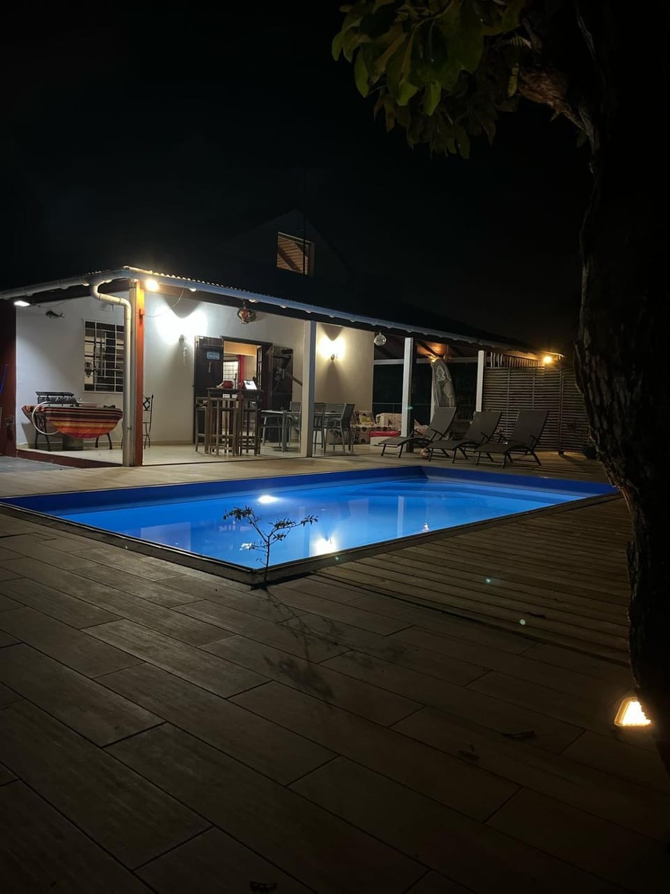Night, Pool view, Swimming pool