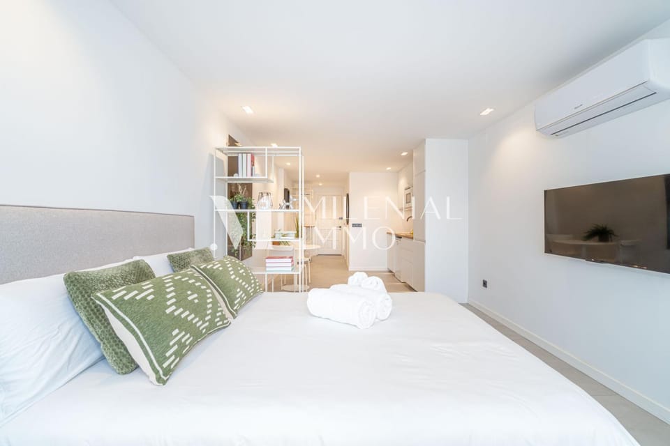 Bed, TV and multimedia, Photo of the whole room, air conditioner