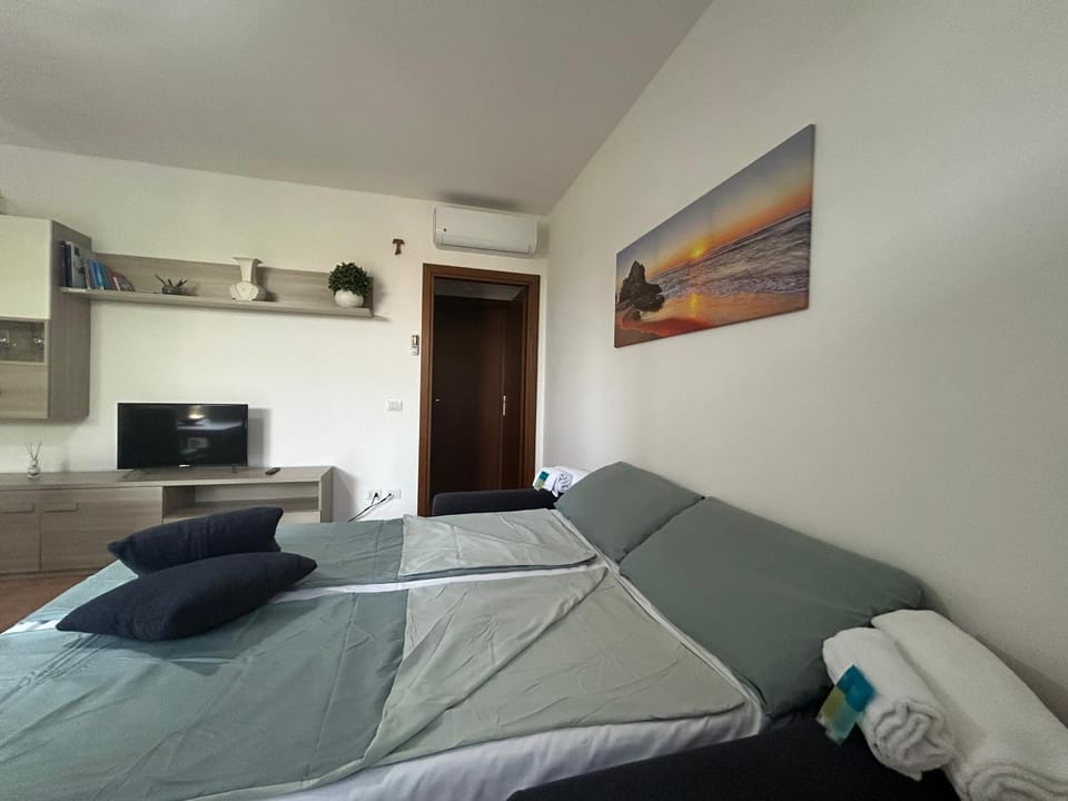 Bed, TV and multimedia, Living room, Seating area