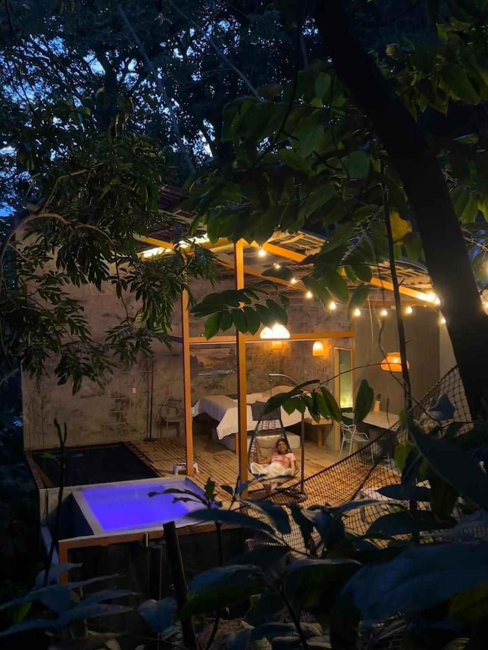 Night, Pool view, sunbed