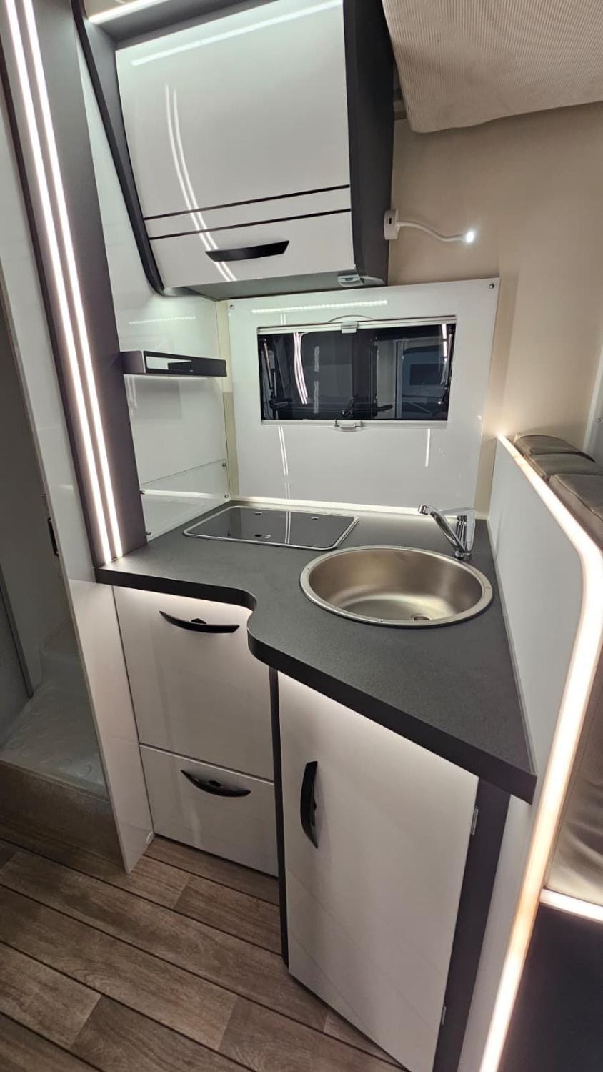 Kitchen or kitchenette, stove