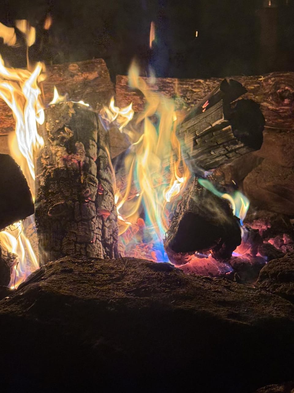 Night, fireplace