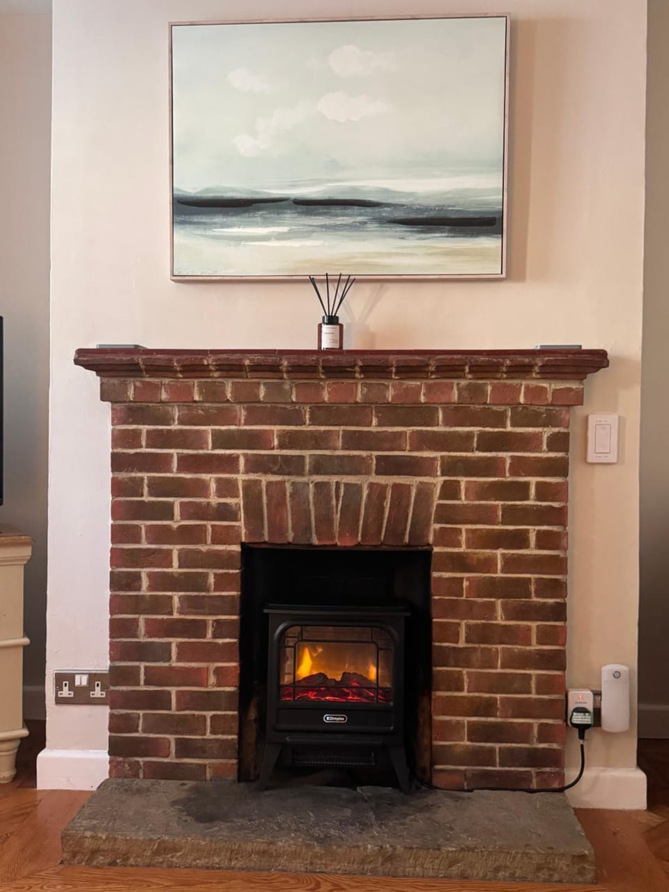 Living room, fireplace