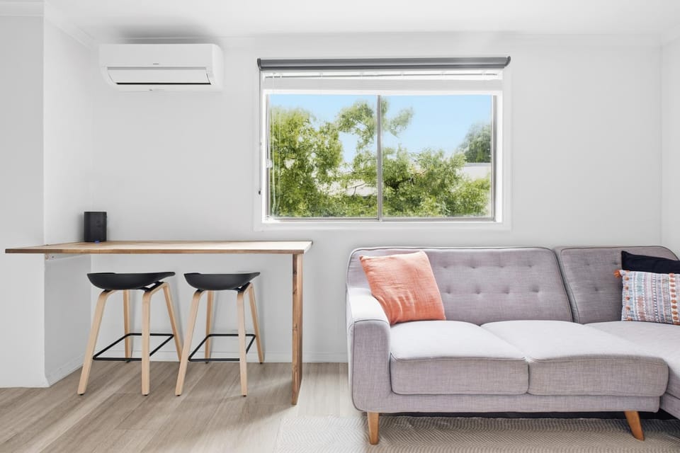 Living room, Dining area, Garden view, air conditioner