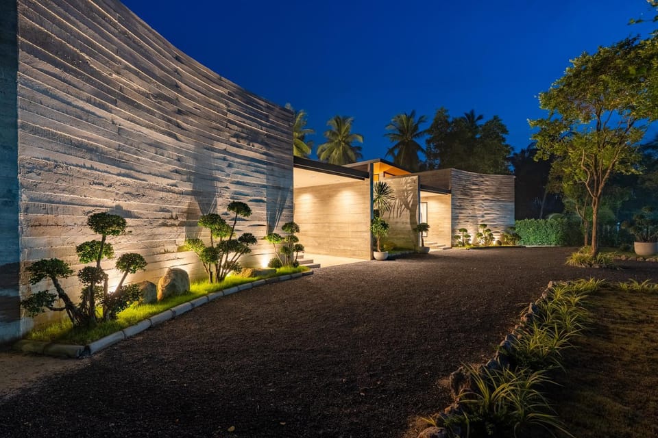 Property building, Night, Garden view