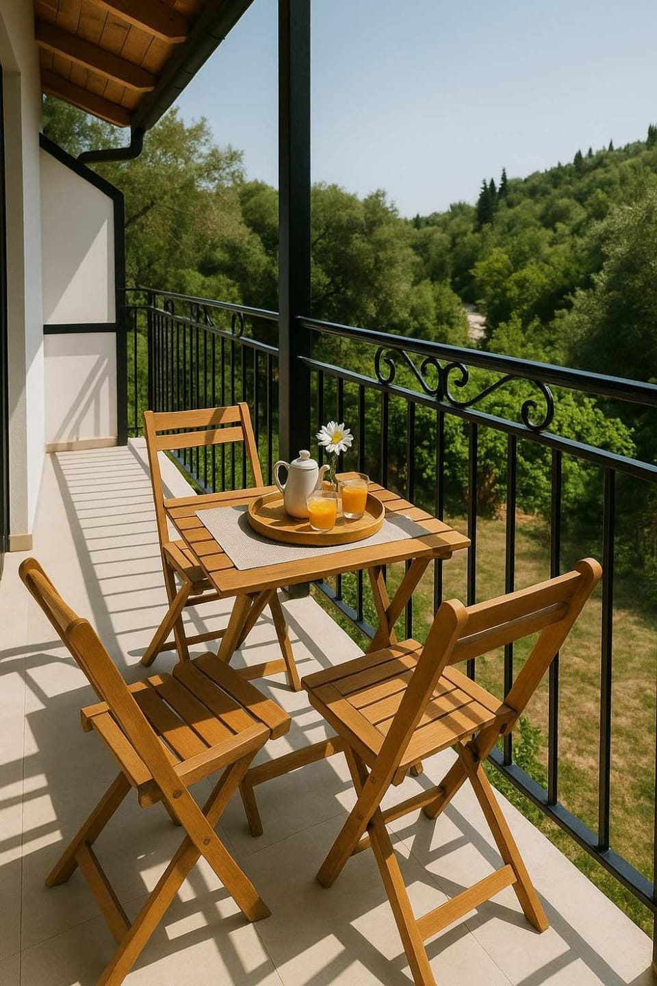 Patio, Spring, Day, Natural landscape, Garden, Balcony/Terrace, Living room, Food and drinks, Seating area, Food, Garden view