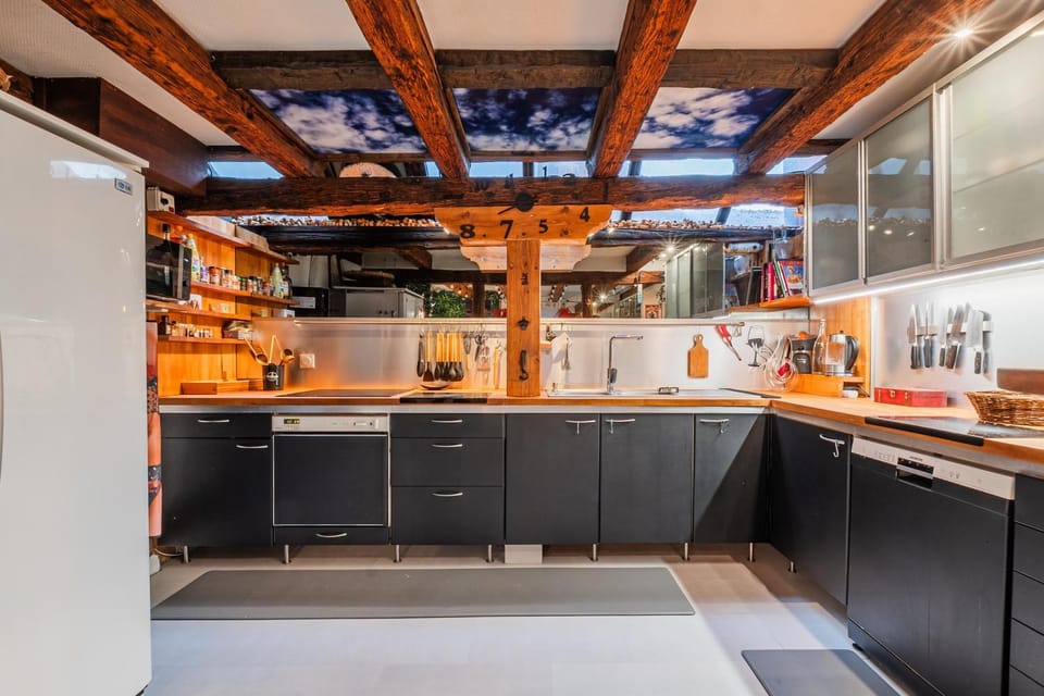 Kitchen or kitchenette, stove