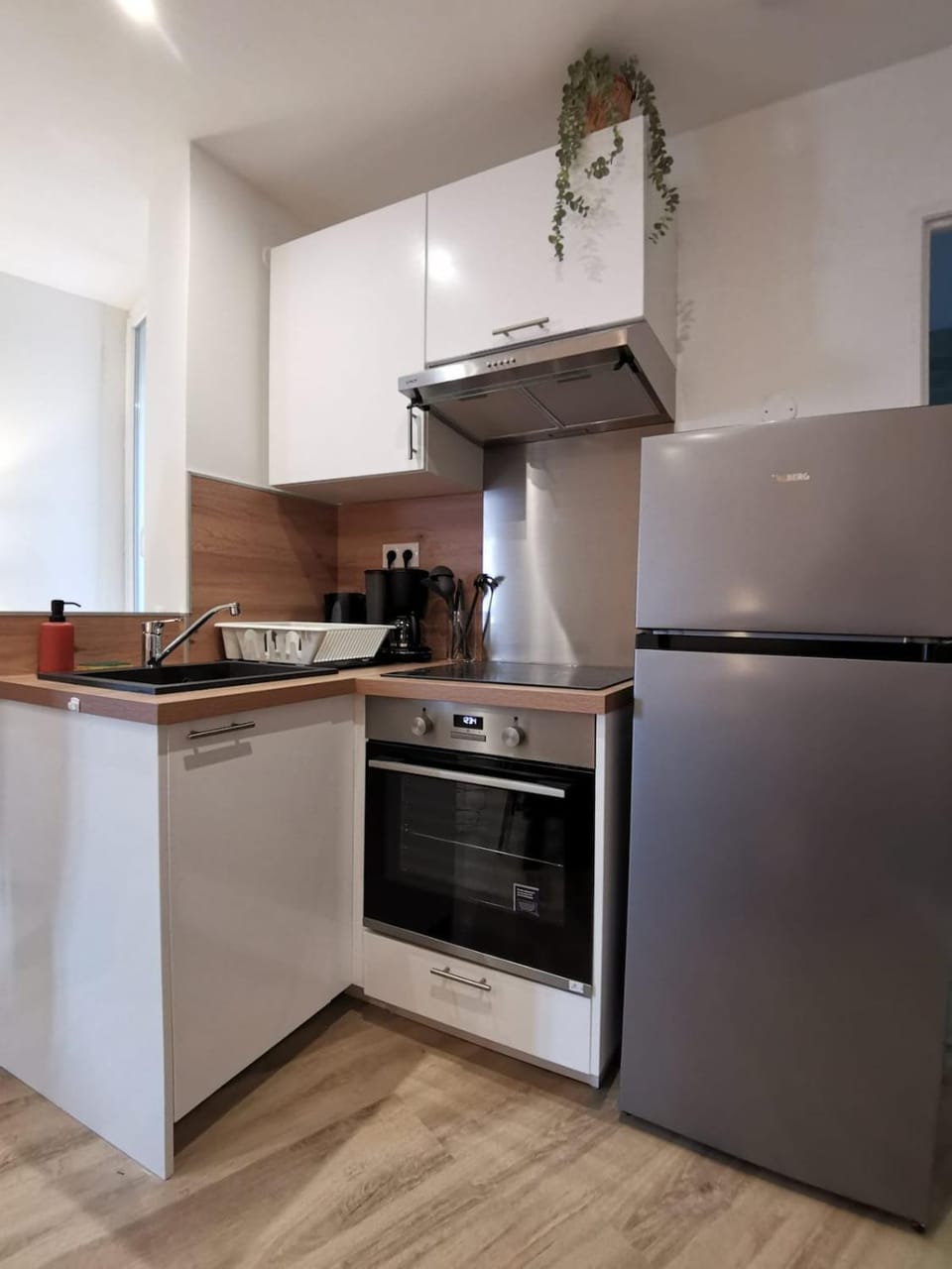 Kitchen or kitchenette, oven, stove
