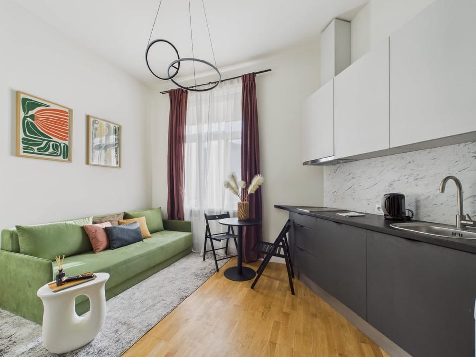 Kitchen or kitchenette, Living room, Dining area