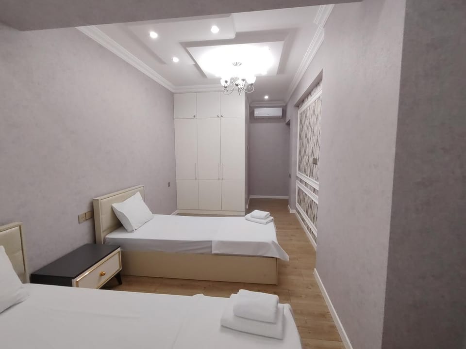 Bed, Bedroom, towels, air conditioner