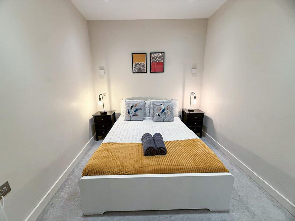 Bed, Decorative detail, Bedroom, flat iron, hair dryier, heating, storage, towels, wardrobe