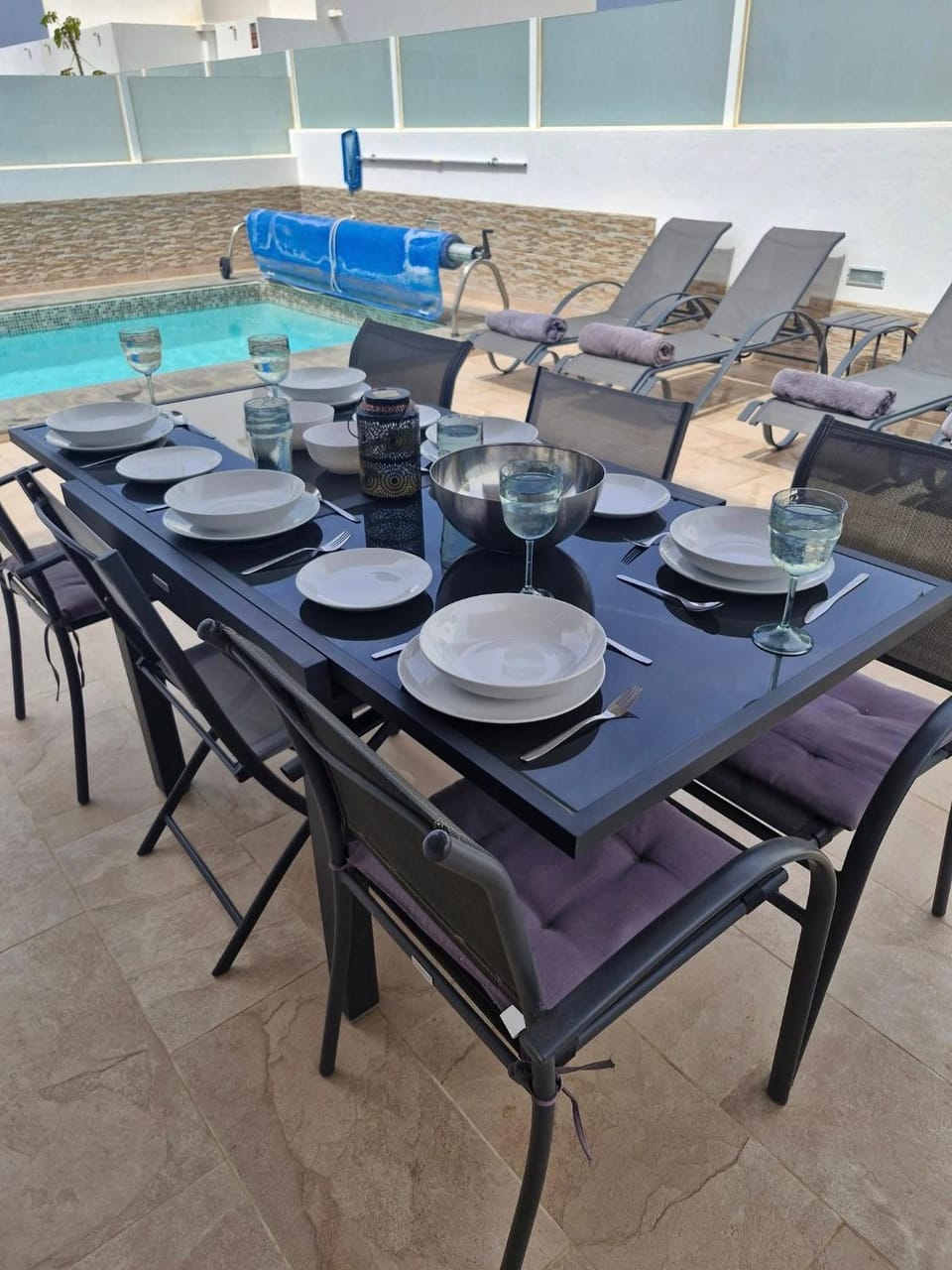 Property building, Living room, Swimming pool