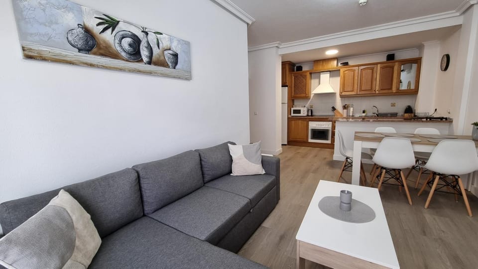 Living room, microwave, oven, kitchen