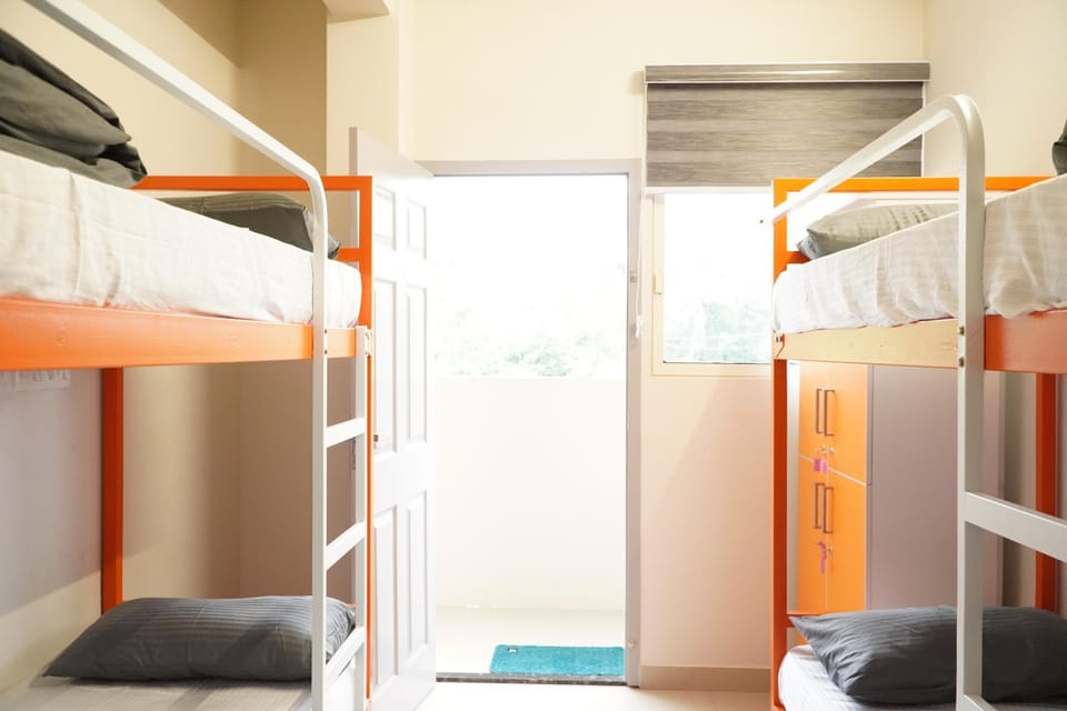 Bed, Photo of the whole room, bunk bed, wardrobe