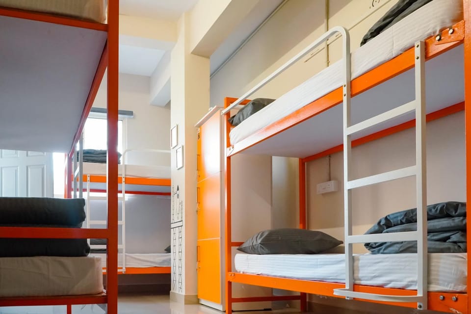 Bed, Photo of the whole room, bunk bed, wardrobe