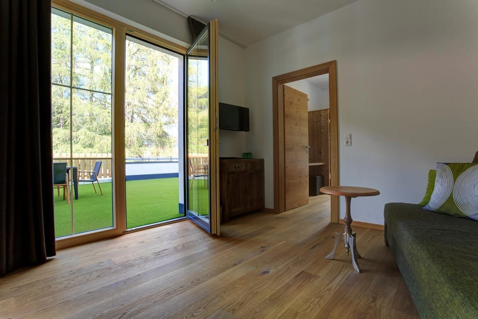 Living room, Seating area, Garden view